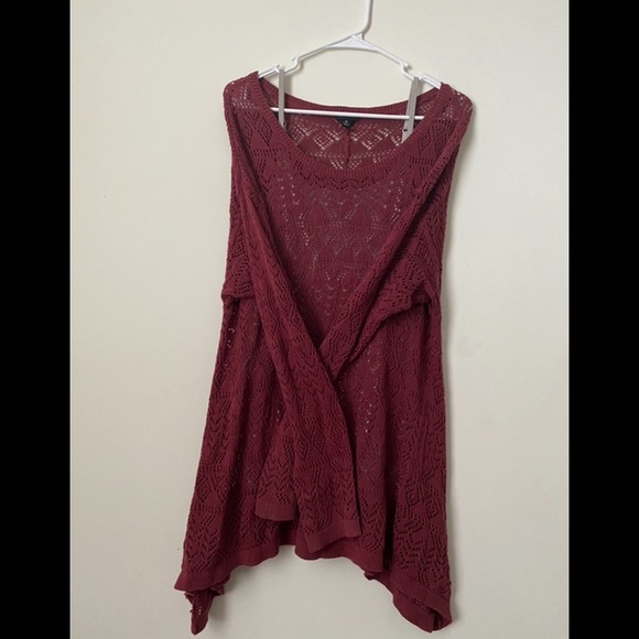Torrid | Maroon Open Stitch Tunic Sweater - Picture 3 of 5